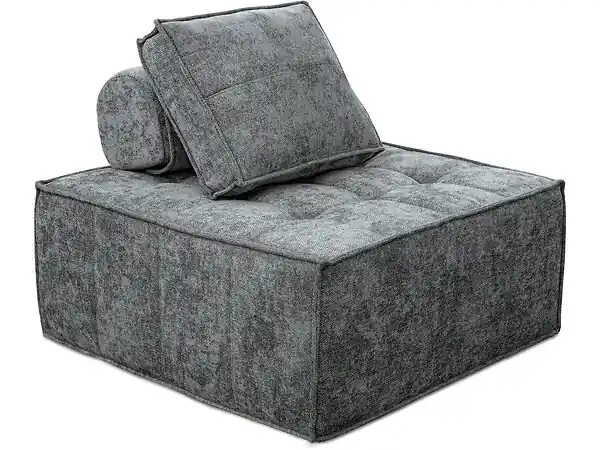 Chauffeuse en tissu texturé "Velluto" - 96 x 100 x 89 cm - Gris HABITAT ET JARDIN Certifié