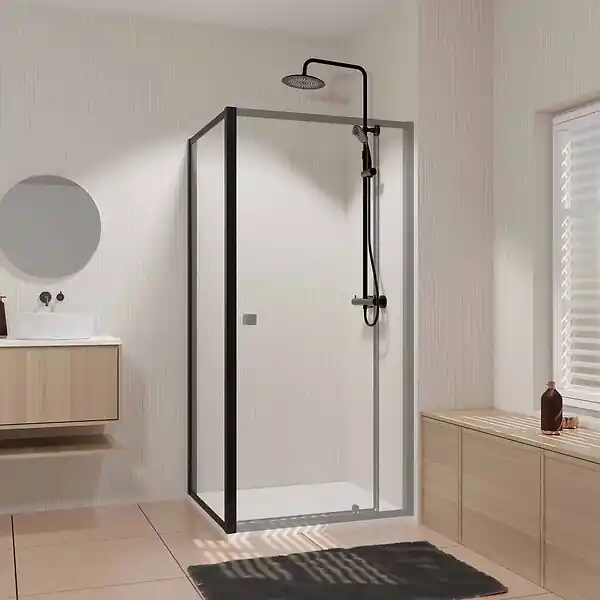 Paroi Retour porte de douche Noir 80x185cm - BLACK SLIDE AURLANE Soldes