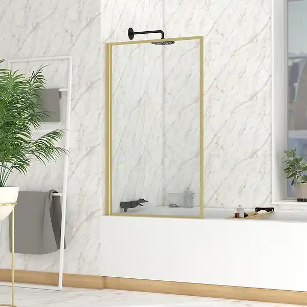 Authentique Pare baignoire rabattable 75x130cm - Finition Or Doré Brossé - GOLDY CONTOURING SCREEN AURLANE