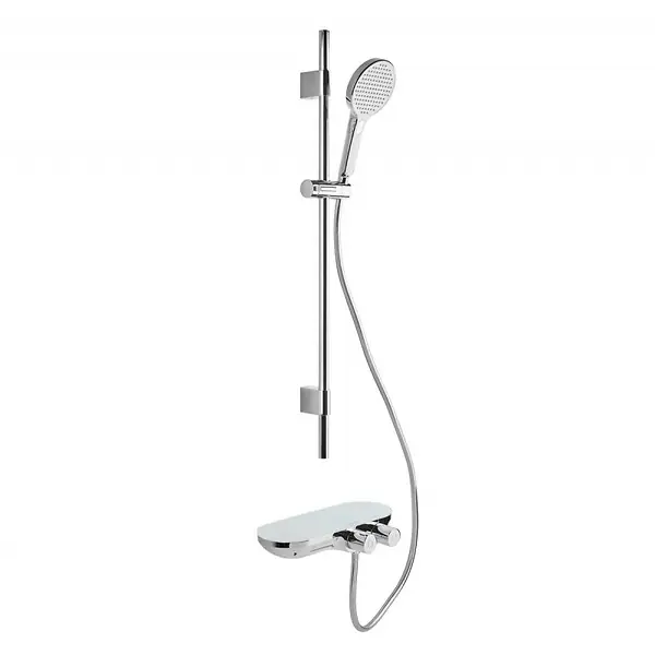 Achat Immédiat Swiss Aqua Technologies Ensemble de douche avec douchette 3 jets, mitigeur thermostatique, barre 90.5cm, Chrome/Blanc (SATSSTKPF1)