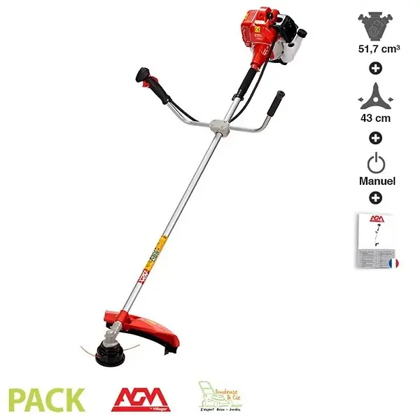 Nouveauté Débroussailleuse thermique 2 temps 52 cm3 coupe 42cm lame 3 dents harnais - VILLAGER AGM520E