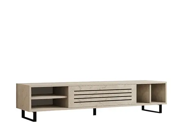 Remise Meuble TV en bois "Safir" - 160 x 40 x 35 cm - Travertin HABITAT ET JARDIN