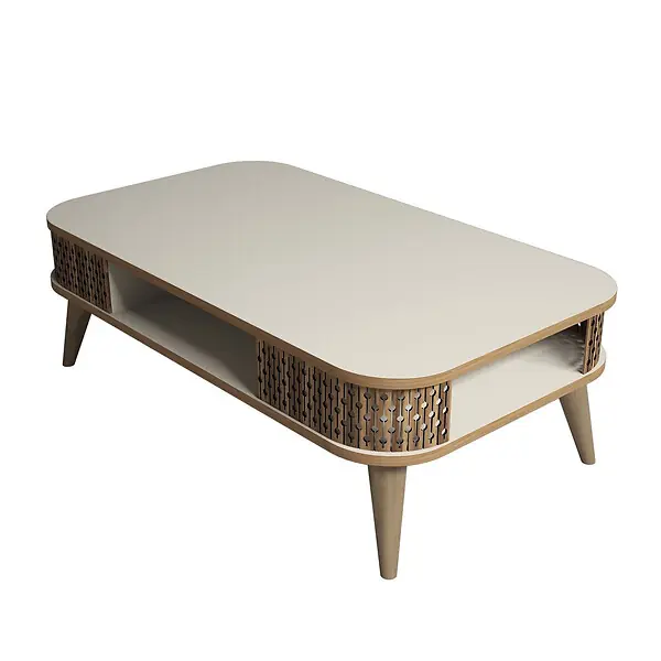 Populaire Table basse en bois "Eylül" - 105 x 60 x 34 cm - Crème HABITAT ET JARDIN