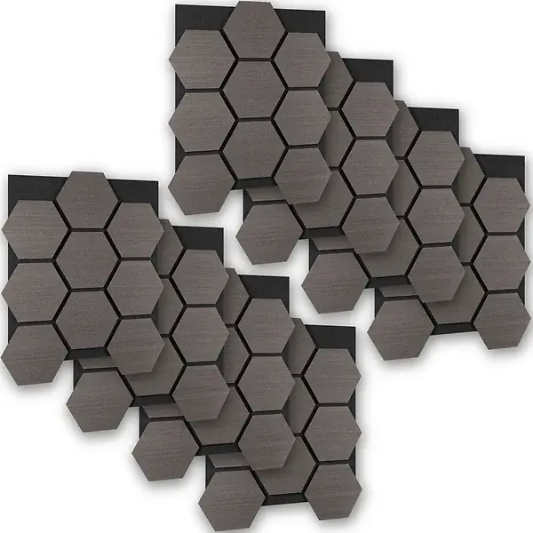 Nouvelle Collection Lot de 8 panneaux acoustiques aspect en bois chêne gris absorption phonique efficace 76 x 62 x 1,8 cm TECTAKE