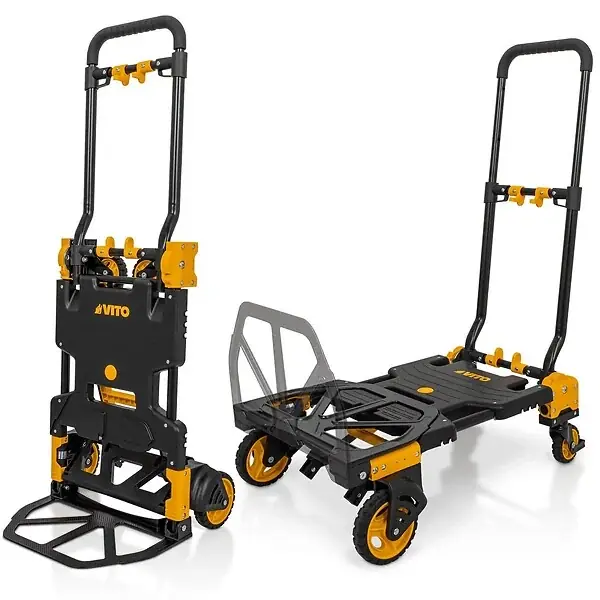 Offre Exclusive Diable pliant de démenagement Chariot de manutention 2 Positions Charge 137 KG Max Roues pivotantes VITO