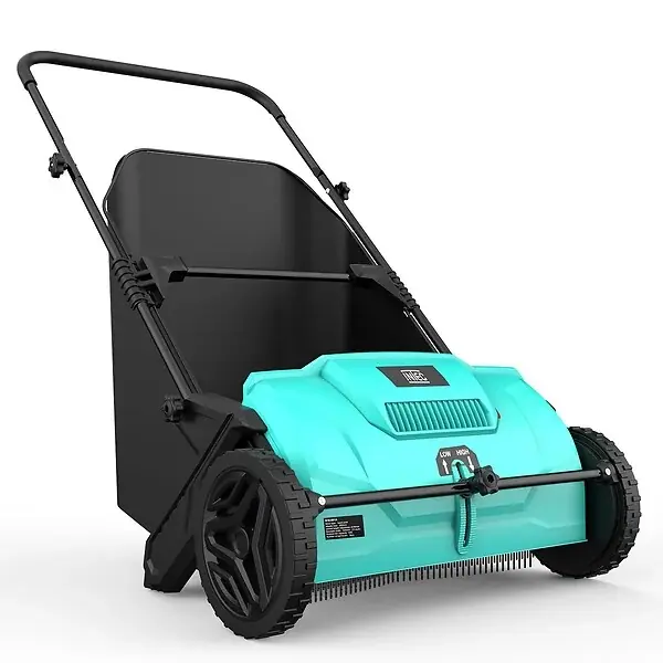 Balayeuse à gazon Ramasse feuilles Brosse rotative renforcées Larg 53cm reglable Grand Bac 100L INTEC Meilleure Vente