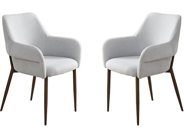 Lot de 2 chaises de salle à manger avec accoudoirs "Jade" - Gris clair HABITAT ET JARDIN Haute Qualité