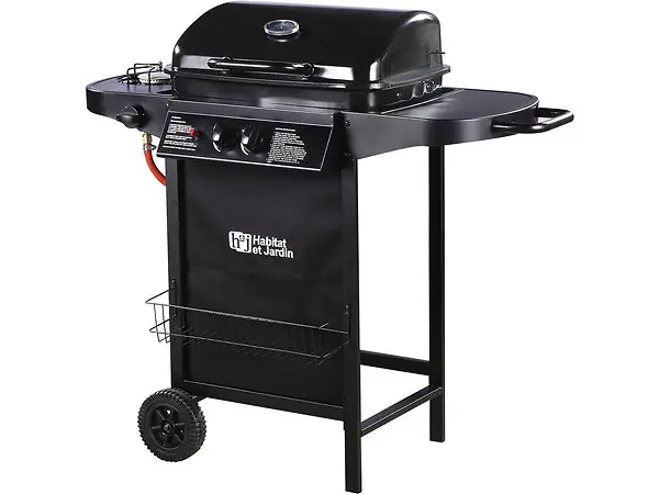 Usine Directe Barbecue gaz "Party 3" - 3 brûleurs dont 1 latéral - 9.38 kW - Noir HABITAT ET JARDIN