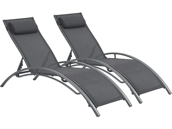 Bain de soleil en aluminium "Beauty" - Phoenix - Gris foncé / Argenté - Lot de 2 HABITAT ET JARDIN Paiement Sécurisé