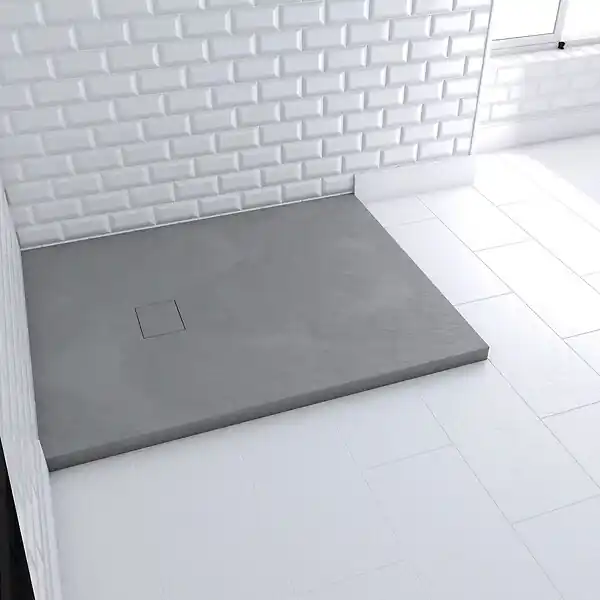 Receveur à poser en matériaux composite SMC - Finition ardoise gris - 80x100cm - ROCK 2 GREY 80 AURLANE Top Vente