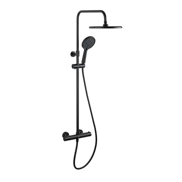 Pas Cher Swiss Aqua Technologies Aurum colonne de douche avec mitigeur thermostatique + douchette 3 jets + douche de tête, noir mat (SATSSTKEMC)