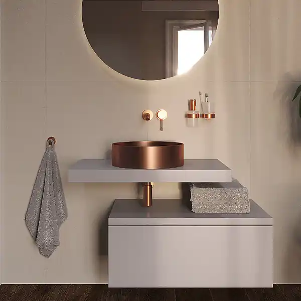 Swiss Aqua Technologies Vasque à poser 38 x 38 x 11 cm Aurum cuivre brossé en acier inoxydable avec bonde sans trop-plein (SATAUR3838BRG) Nouveauté