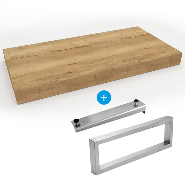 Populaire Egger Set Naturel plan vasque 100x8x50 cm + support 39,5 cm + support porte serviette 45 cm, brun clair (DO10050DH-FIX2)
