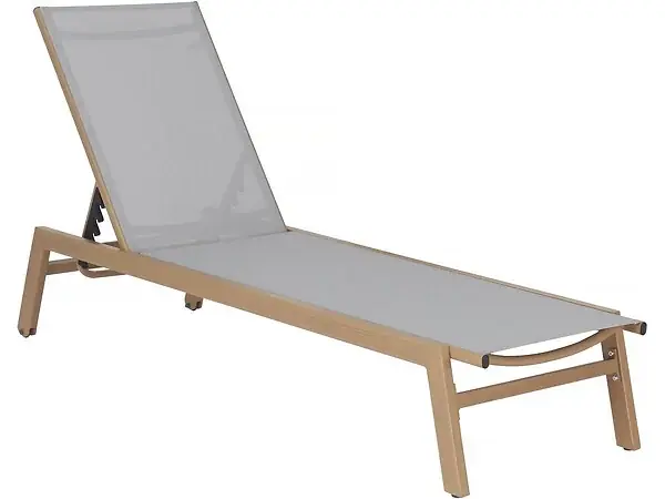 Acheter En Ligne Bain de soleil en aluminium imitation bois "Elysia" - Gris clair HABITAT ET JARDIN