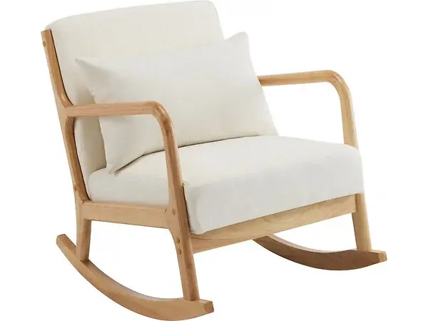 Fauteuil à bascule style scandinave bouclette et bois " Clinton " - Beige HABITAT ET JARDIN Achetez Aujourd'hui