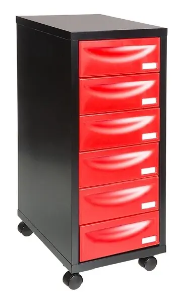 Dernière Chance Module de rangement pour atelier 6 tiroirs acier rouge noir