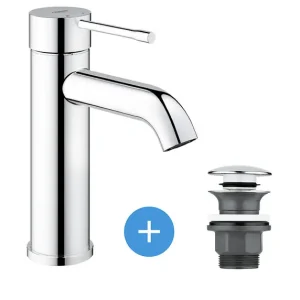 Grohe Essence - set mitigeur de lavabo taille S + Bonde clic clac Grohe pour lavabo avec trop-plein (23590001-CLICCLAC) Achat Immédiat