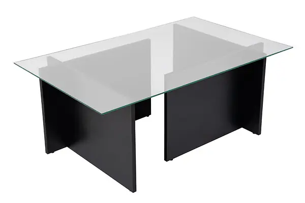 Achat Immédiat Table basse en verre "Vetrino" 105 x 65 x 40 cm - Bois Noir HABITAT ET JARDIN