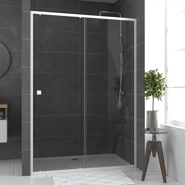 Porte de douche coulissante blanc 140x185cm - extensible - WHITY slide 140 AURLANE Acheter En Ligne