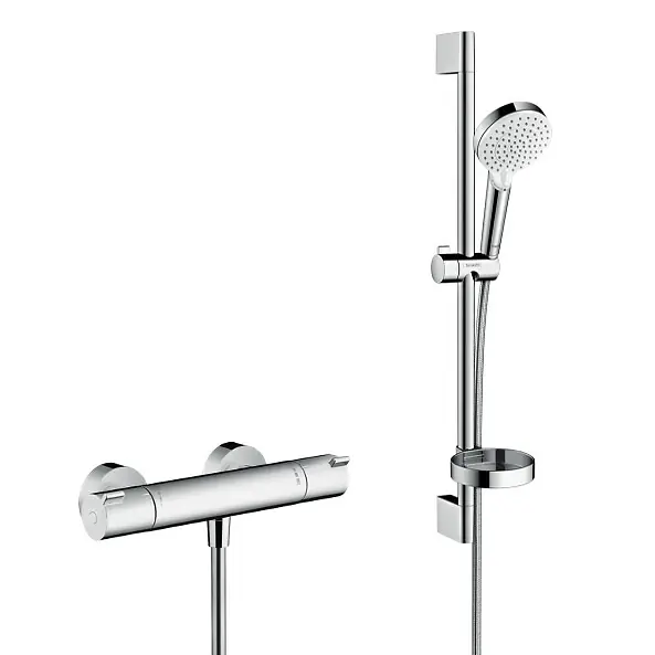 Ecostat Pack Mitigeur Thermostatique + Set de douche Crometta Vario avec porte-savon (13211000-Crometta2) HANSGROHE Dernier Modèle