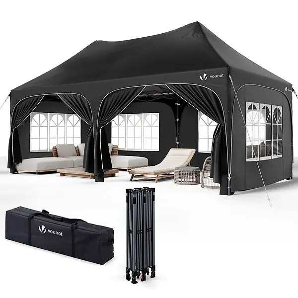 Populaire Tonnelle de jardin 3x6m Pliable Barnum avec 6 parois amovibles Noir VOUNOT