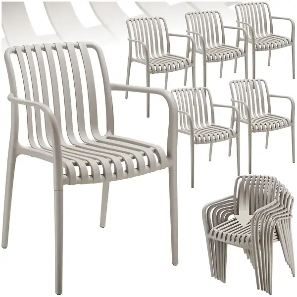 Jusqu'à Épuisement Des Stocks Chaises de jardin ALCUDIA empilables et résistantes aux intempéries taupe TECTAKE