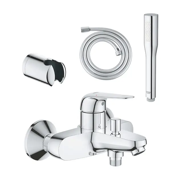 Promotion Saisonnière Pack mitigeur mécanique Swift + Douchette 1 jet Get Stick + Flexible1750 mm et support GROHE