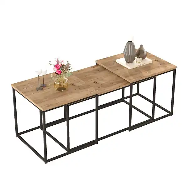 Dernière Chance Lot de 3 tables basse en bois "VG9" - 90 x 45 x 44 cm - Pin Atlantique HABITAT ET JARDIN
