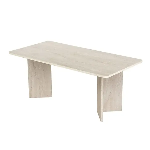 Table à manger en bois "Linza" 180 x 90 x 75 cm - Travertin HABITAT ET JARDIN Retour Gratuit