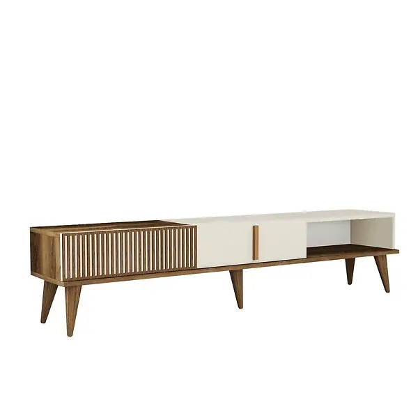 Dernière Chance Meuble TV en bois "Milan" - 180 x 35 x 40 cm - Crème de noix HABITAT ET JARDIN