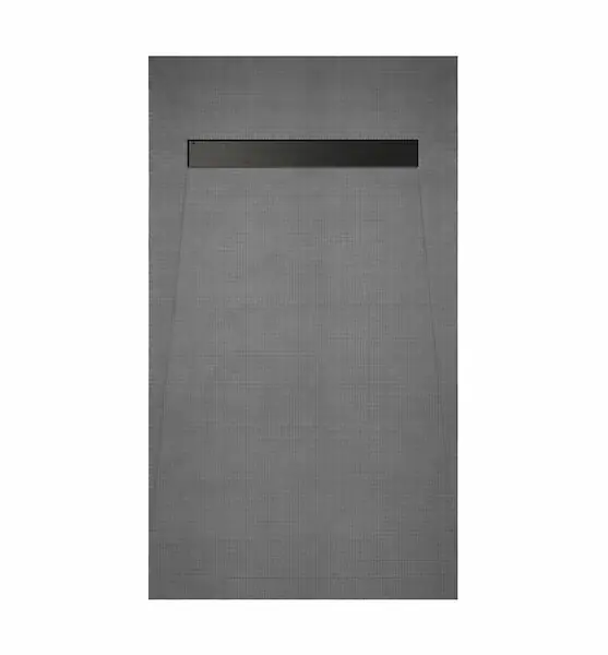 Satisfait Ou Remboursé Receveur de douche à carreler 140x90 cm avec bonde écoulement linéaire - Grille finition noire AURLANE