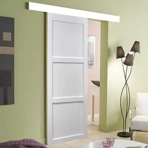 Acheter Direct Porte coulissante 3 panneaux MDF blanc - 204x73 cm DROUOT