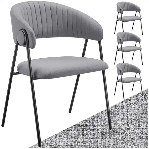 Lot 4 Fauteuils rembourré ergonomique en tissu 150kg max gris TECTAKE Achat Immédiat