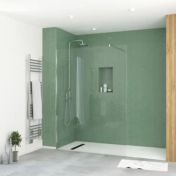 Paroi de Douche 140x195 cm en Verre Trempé 5 mm - Finition Chromé - CHROMED ELEMENTARY AURLANE Meilleure Vente