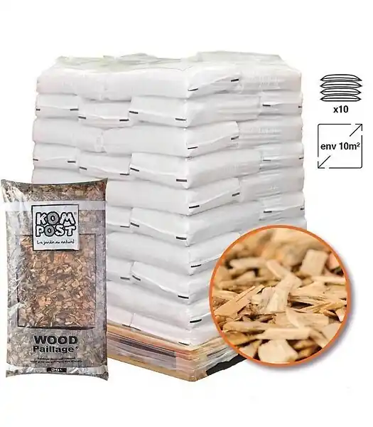 Paillage mulch végétal plaquette forestière palette de 10 sacs de 50 L - KOM24-10x50 RACINE Acheter Direct