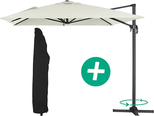 Parasol jardin déporté Alu "Sun 4" - Rectangle - 3 x 4 m + Housse de protection - Ecru HABITAT ET JARDIN Commander Vite