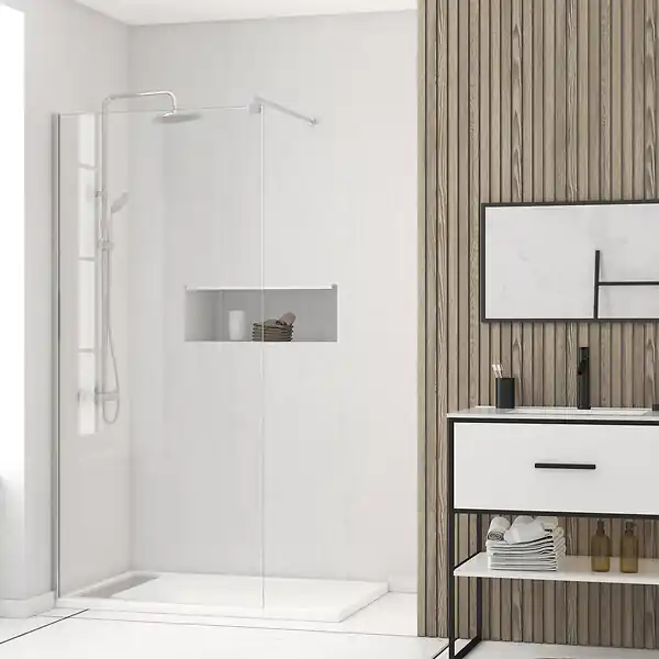 Meilleur Prix Paroi de Douche 100x200cm - Verre Trempé Transparent 8mm - Profilé Chrome - FREEDOM 2 CHROMED AURLANE