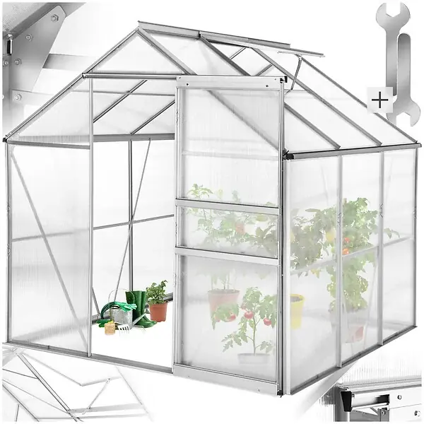Bon Marché Serre en aluminium, résistant aux UV, 185x190x195cm blanc transparent TECTAKE