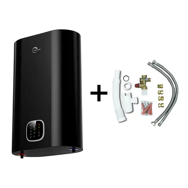 Meilleur Choix Chauffe Eau Electrique Plat Mural Multipositions Kimoro Noir 30 Litres Sannover + Kit d‘Installation Complet NF