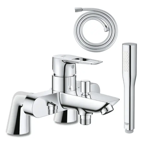 Dernier Modèle Mitigeur mécanique Start Loop avec colonnettes + Douchette 1 jet Vitalio Get Stick + Flexible 1750 mm GROHE