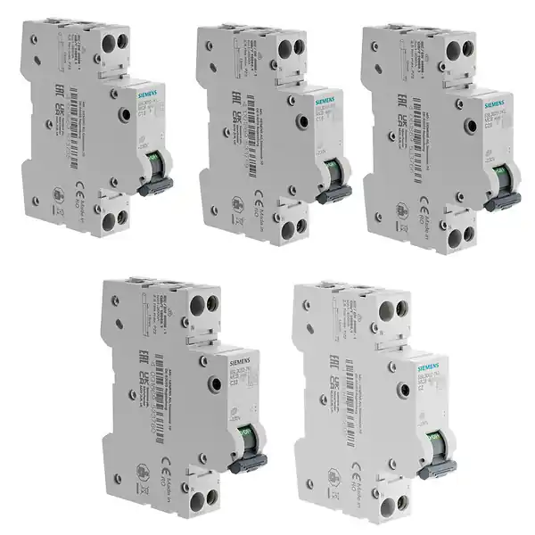 Petit Prix SIEMENS Lot de 22 disjoncteurs modulaires Ph+N – 1×2A, 4×10A, 8×16A, 8×20A, 1×32A