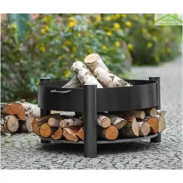 Brasero de jardin SOLAFA avec range bois en acier COOK KING Certifié