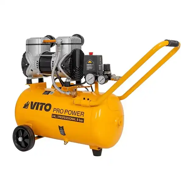 Compresseur à Air Portatif Silencieux 24L 2CV / 1,5 kW Gonfleur Pneus Voiture Chantier Sans huile 8 bar VITO Marque