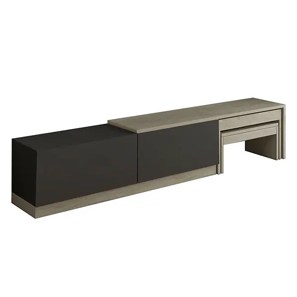 Réduction Meuble TV en bois "Nest" - 180 x 30 x 36 cm - Gris anthracite HABITAT ET JARDIN