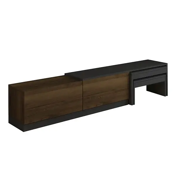 Usine Directe Meuble TV en bois "Nest" - 180 x 30 x 36 cm - Marron HABITAT ET JARDIN