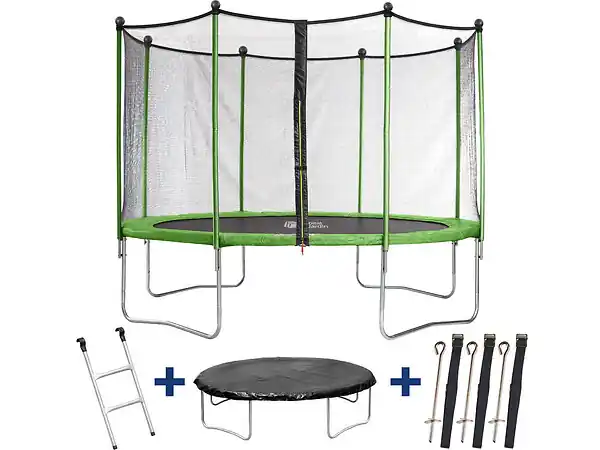 Trampoline Yoopi 2 LUXE - Ø 3.65 m - Avec filet + échelle + couverture + kit d‘ancrage HABITAT ET JARDIN Promotion Saisonnière