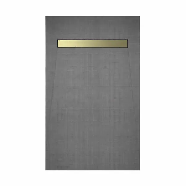 Expédié Aujourd'hui Receveur de douche à carreler 120x90 cm avec bonde écoulement linéaire - Grille finition or brossé AURLANE