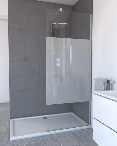Paroi de Douche Dépolie 80x200cm + Barre de fixation extensible - Verre 8mm - Finition Chrome AURLANE Dernière Chance