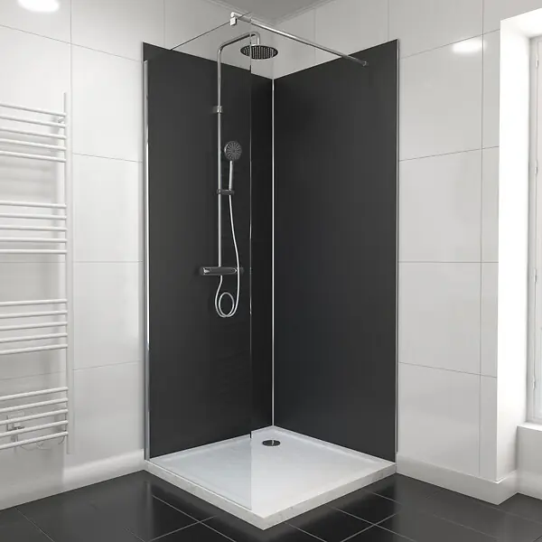 Retour Gratuit Pack de 2 Panneaux Muraux Aluminium NOIR 90+90x210 cm avec Profilés ANODISE BRILLANT - WALL‘IT AURLANE