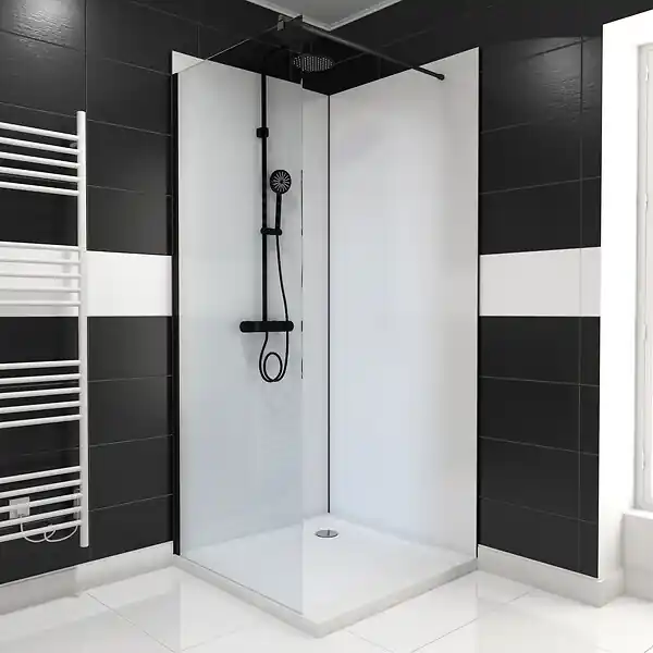 Pack de 2 Panneaux Muraux Aluminium BLANC 90+90x210 cm avec Profilés NOIR MAT - WALL‘IT AURLANE Promotion Saisonnière